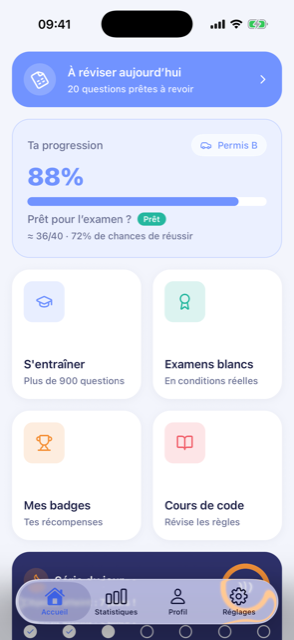 Écran d'accueil de Code Express