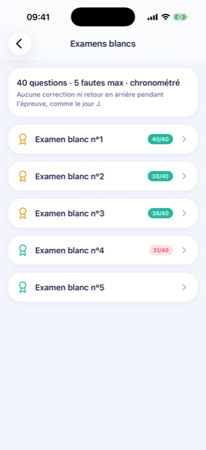 Examens blancs dans Code Express